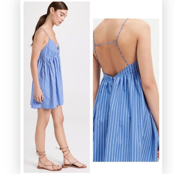 Reformation Amara Dress Blue & white striped XL NWT $188 - Picture 1 of 5
